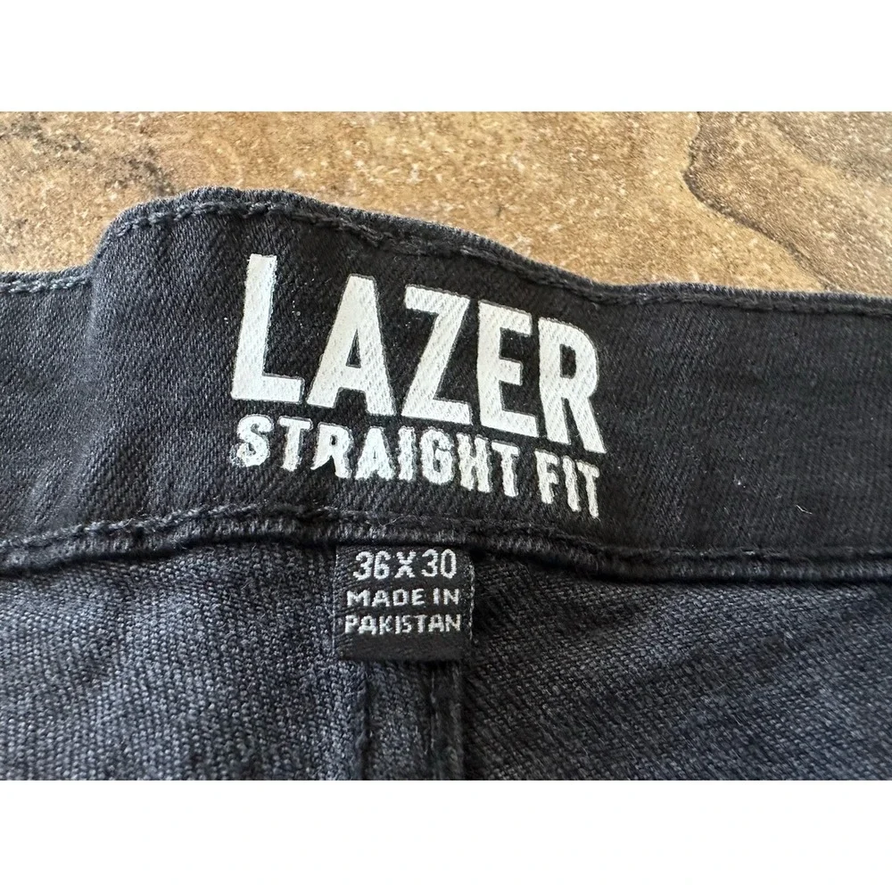 LAZER BRAND BLACK 36X30 straight FIT STRETCH JEANS MENS NWT